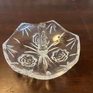 Princess House Crystal Jewelry Holder with Floral Accents